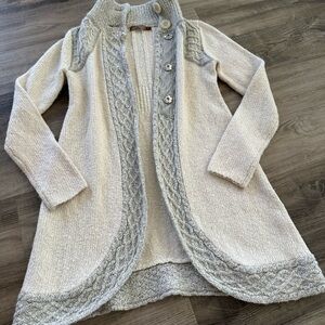 PRANA Womens' Gray Cream Angelica Duster Long Cardigan Sweater XS